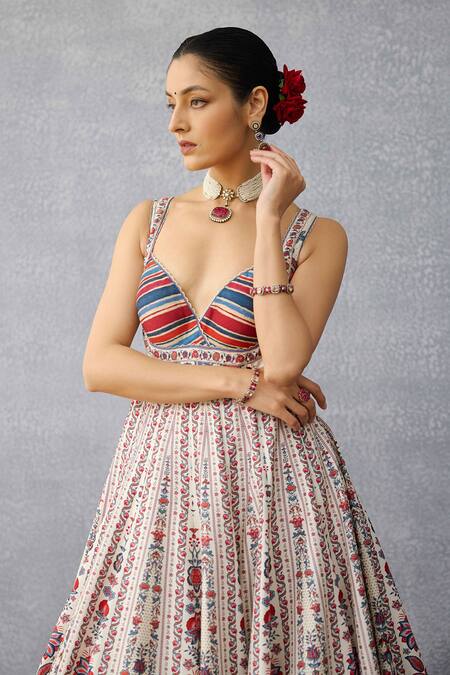 Buy_Torani_Multi Color Silk, Cotton, Crepe, Organza Sequins Coromandel Sarika Anarkali Set _Online_at_Aza_Fashions