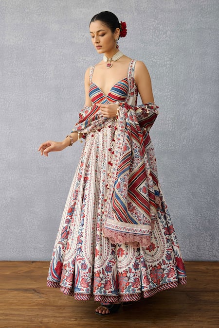 Shop_Torani_Multi Color Silk, Cotton, Crepe, Organza Sequins Coromandel Sarika Anarkali Set _Online_at_Aza_Fashions