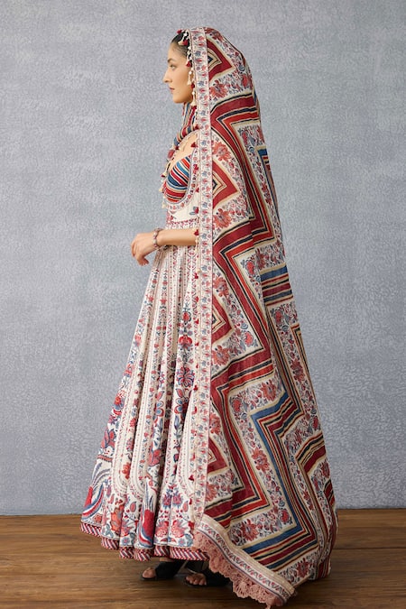 Buy_Torani_Multi Color Silk, Cotton, Crepe, Organza Sequins Coromandel Sarika Anarkali Set 