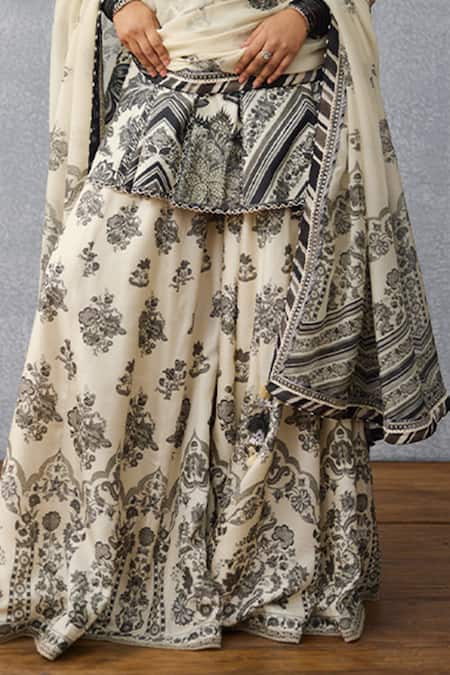 Buy Torani Black Silk Embroidery, Tassels V-neck Kalamkari Charu Sharara Set Online at Aza Fashions Buy_Torani_Black Silk Embroidery, Tassels V-neck Kalamkari Charu Sharara Set _Online_at_Aza_Fashions