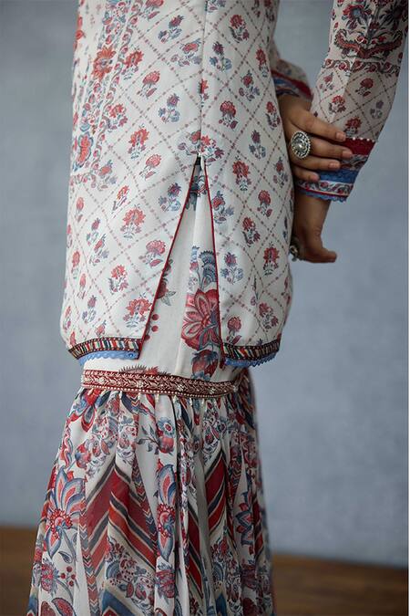 Torani_Multi Color Georgette Embroidery, Tassels Round Coromandel Dakshaa Sharara Set _Online_at_Aza_Fashions