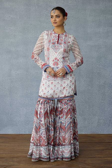 Buy_Torani_Multi Color Georgette Embroidery, Tassels Round Coromandel Dakshaa Sharara Set 