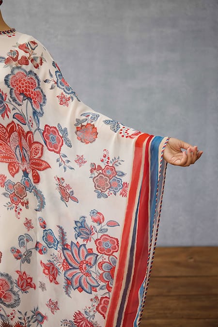 Buy_Torani_Multi Color Georgette Round Neck Coromandel Navanya Kaftan Set _Online_at_Aza_Fashions