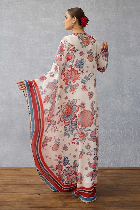 Shop_Torani_Multi Color Georgette Round Neck Coromandel Navanya Kaftan Set _at_Aza_Fashions