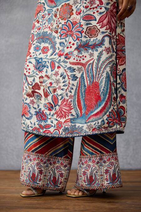 Torani_Multi Color Organza, Round Neck Coromandel Tanuja Kurta Set_at_Aza_Fashions