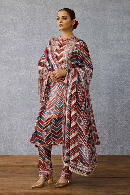 Buy_Torani_Multi Color Silk, Crepe, Organza Embroidery Round Coromandel Asthika Kurta Set _Online_at_Aza_Fashions
