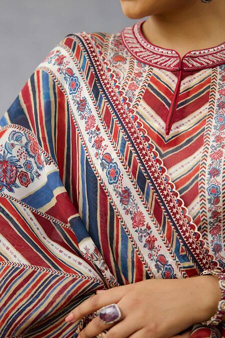 Shop_Torani_Multi Color Silk, Crepe, Organza Embroidery Round Coromandel Asthika Kurta Set _Online_at_Aza_Fashions