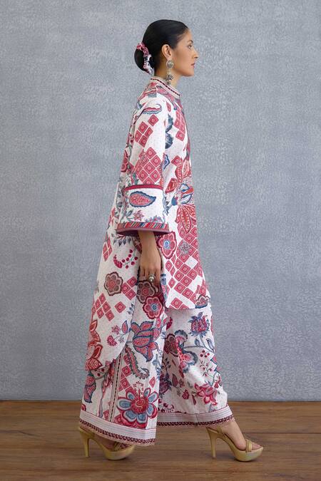 Torani Multi Color Cotton, Linen Mandarin Collar Coromandel Shyla Kurta Set Online at Aza Fashions Torani_Multi Color Cotton, Linen Mandarin Collar Coromandel Shyla Kurta Set _Online_at_Aza_Fashions