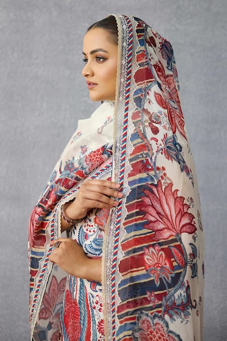 Torani Multi Color Silk Tassels Round Neck Multicolour Printed Kurta Set Online at Aza Fashions Torani_Multi Color Silk Tassels Round Neck Multicolour Printed Kurta Set _Online_at_Aza_Fashions