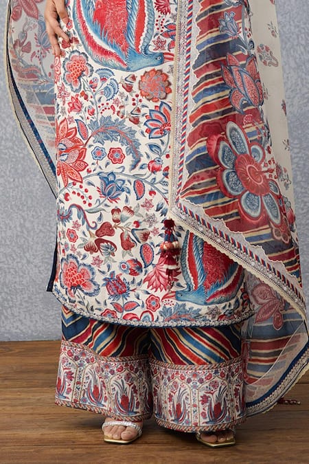 Shop Torani Multi Color Silk Tassels Round Neck Multicolour Printed Kurta Set Online at Aza Fashions Shop_Torani_Multi Color Silk Tassels Round Neck Multicolour Printed Kurta Set _Online_at_Aza_Fashions