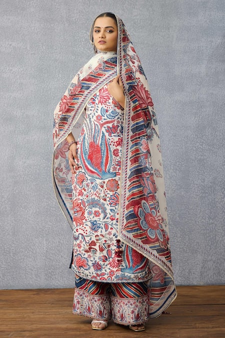 Torani Multi Color Silk Tassels Round Neck Multicolour Printed Kurta Set at Aza Fashions Torani_Multi Color Silk Tassels Round Neck Multicolour Printed Kurta Set _at_Aza_Fashions