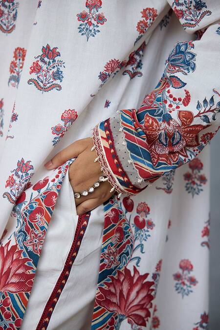 Buy_Torani_Multi Color Linen Round Neck Multicolour Printed Kurta Set 