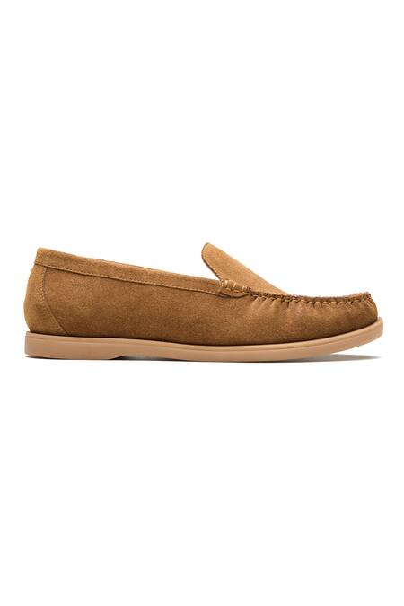 Dang Shoes_Cobalt Cognac Suede Leather Loafers _Online_at_Aza_Fashions