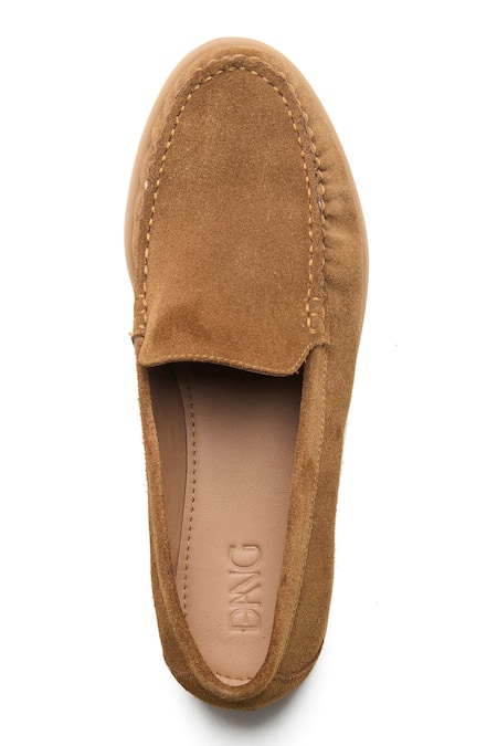 Dang Shoes Cognac Suede Leather Loafers 