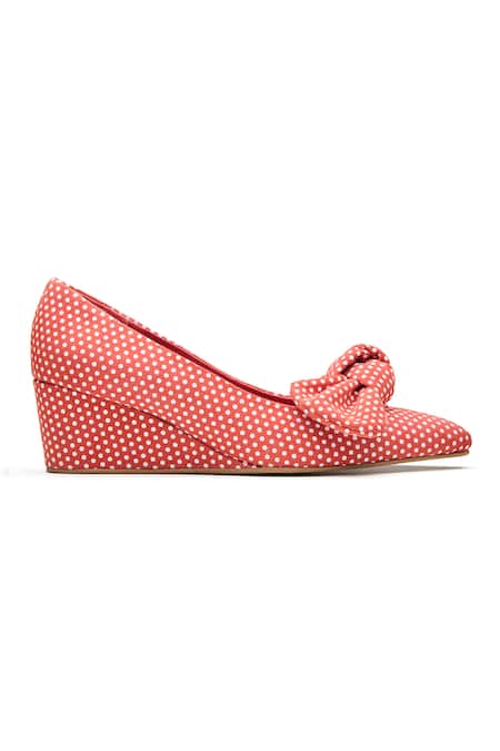 Dang Shoes_Red Bows Polka Dot Wedge _Online_at_Aza_Fashions