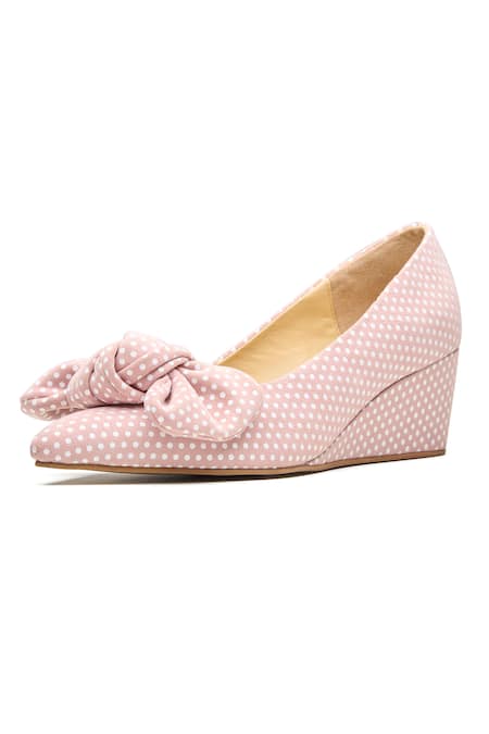 Dang Shoes Polka Dot Bow Wedge Shoes 