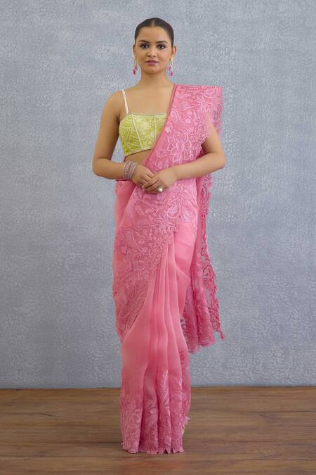 Buy_Torani_Pink Organza Embroidery Kamalini Advika Designer Saree _Online_at_Aza_Fashions