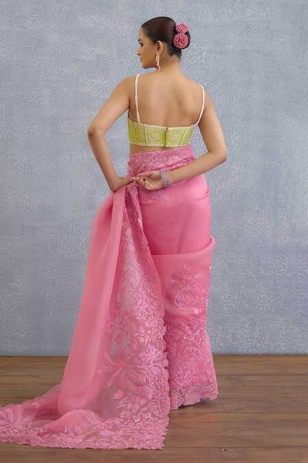 Shop_Torani_Pink Organza Embroidery Kamalini Advika Designer Saree _Online_at_Aza_Fashions