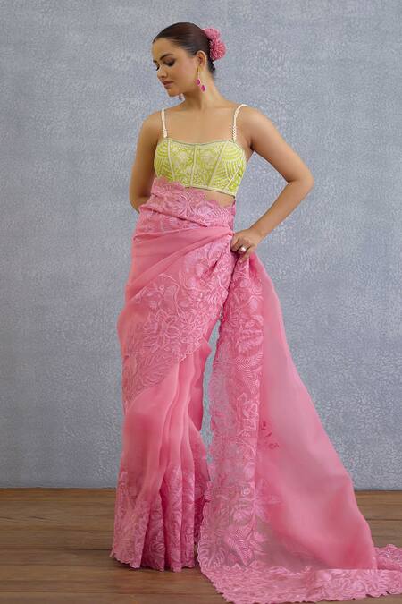 Shop_Torani_Green Pearls, Embroidery Sweetheart Neck Angoori Advika Bralette _Online_at_Aza_Fashions