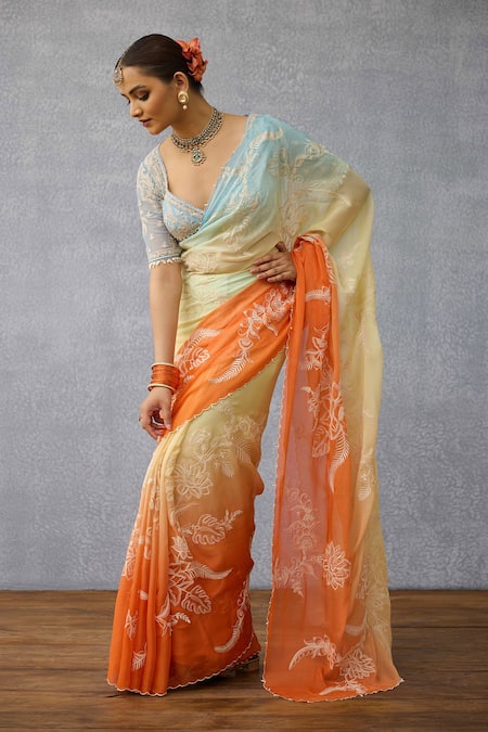 Buy_Torani_Multi Color Chiffon Embroidery Godhuli Pankhuri Saree _Online_at_Aza_Fashions