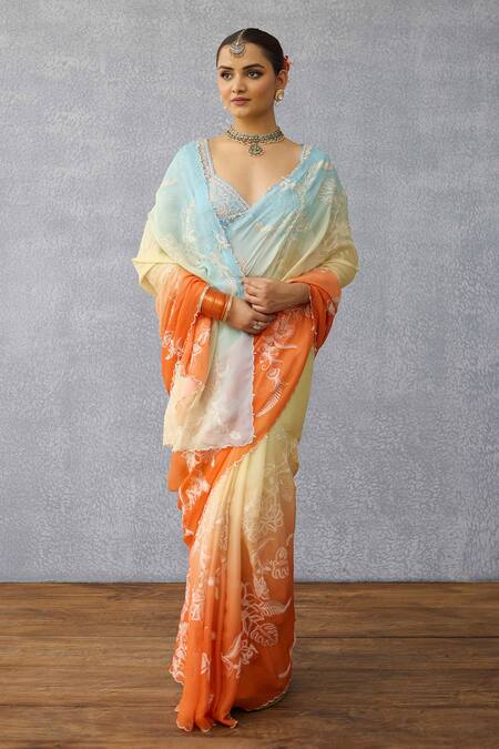Shop_Torani_Multi Color Chiffon Embroidery Godhuli Pankhuri Saree _Online_at_Aza_Fashions