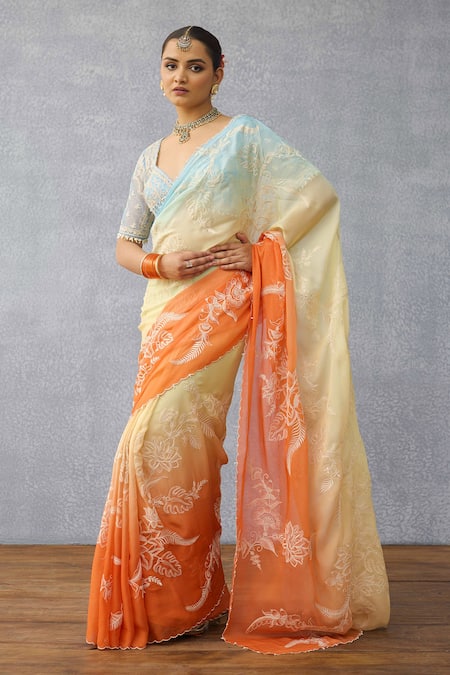 Torani_Multi Color Chiffon Embroidery Godhuli Pankhuri Saree _at_Aza_Fashions