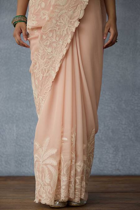 Buy Torani Peach Georgette Embroidery Lace Saree Online at Aza Fashions Buy_Torani_Peach Georgette Embroidery Lace Saree _Online_at_Aza_Fashions