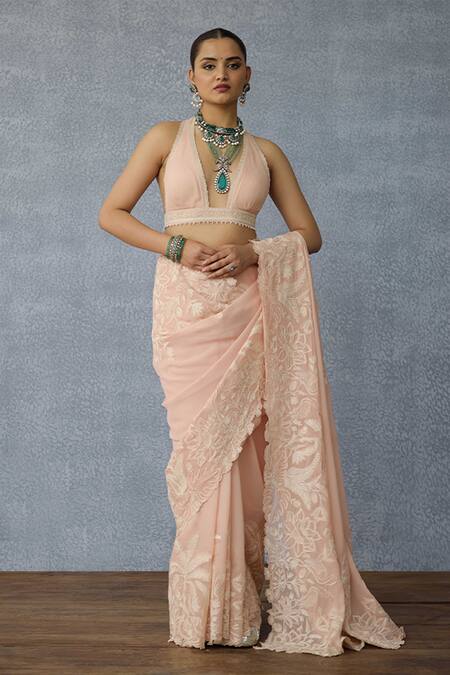 Buy Torani Peach Georgette Halter Neck Gul-mohar Advika Designer Blouse Online at Aza Fashions Buy_Torani_Peach Georgette Halter Neck Gul-mohar Advika Designer Blouse _Online_at_Aza_Fashions
