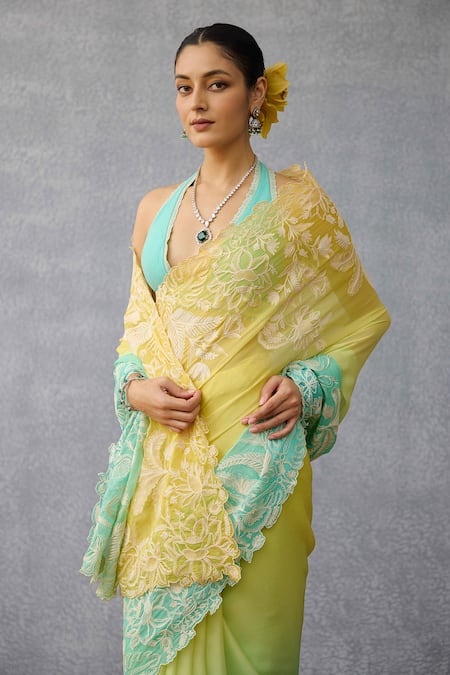 Buy_Torani_Multi Color Georgette Embroidery Designer Saree _Online_at_Aza_Fashions