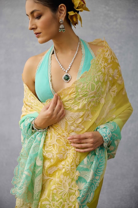 Shop_Torani_Multi Color Georgette Embroidery Designer Saree _Online_at_Aza_Fashions