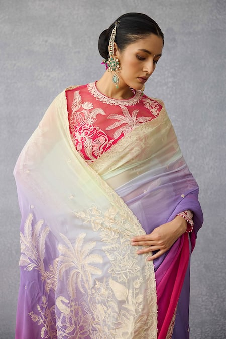 Shop_Torani_Multi Color Chiffon Embroidery Designer Saree _Online_at_Aza_Fashions