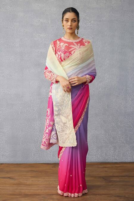 Shop_Torani_Pink Net Embroidery Round Neck Gul-shaam Indira Designer Blouse _Online_at_Aza_Fashions