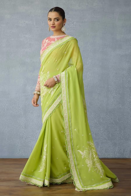 Torani_Green Organza Embroidery Angoori Vihana Designer Saree _Online_at_Aza_Fashions