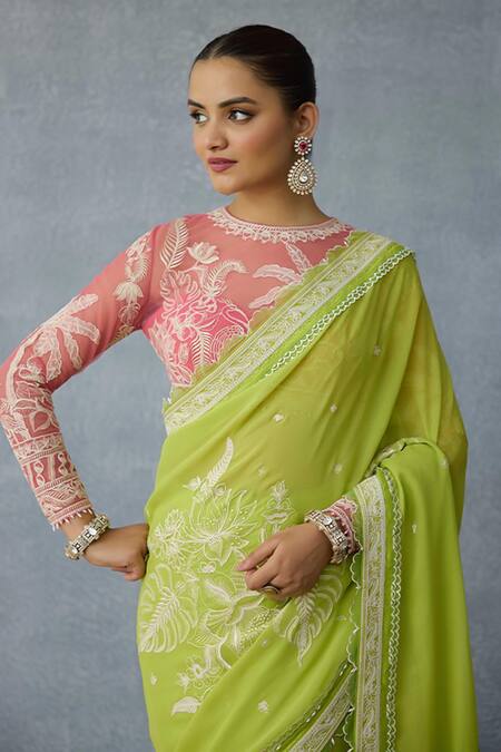 Buy_Torani_Green Organza Embroidery Angoori Vihana Designer Saree _Online_at_Aza_Fashions