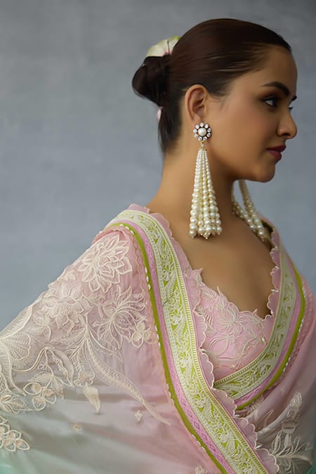 Buy_Torani_Multi Color Organza Tassels Prakriti Vihana Saree _Online_at_Aza_Fashions