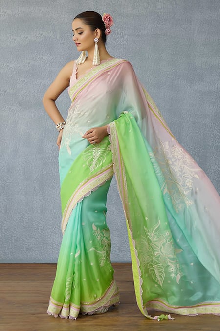 Torani_Multi Color Organza Tassels Prakriti Vihana Saree _at_Aza_Fashions