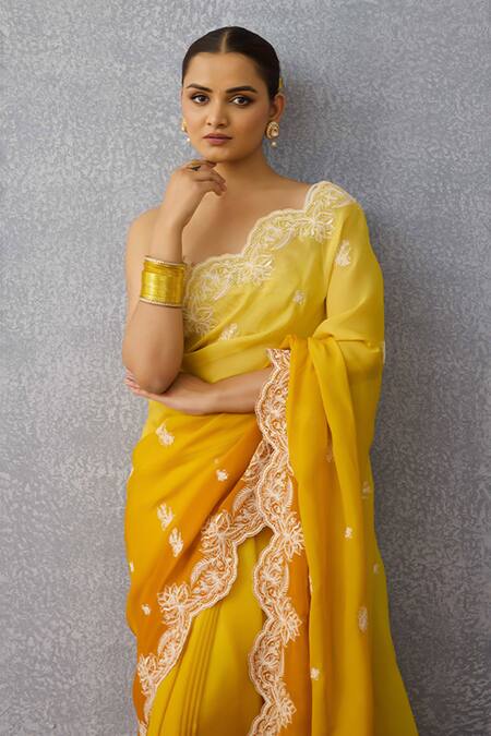 Buy Torani Yellow Organza Embroidery Gairik Brinda Designer Saree Online at Aza Fashions Buy_Torani_Yellow Organza Embroidery Gairik Brinda Designer Saree _Online_at_Aza_Fashions
