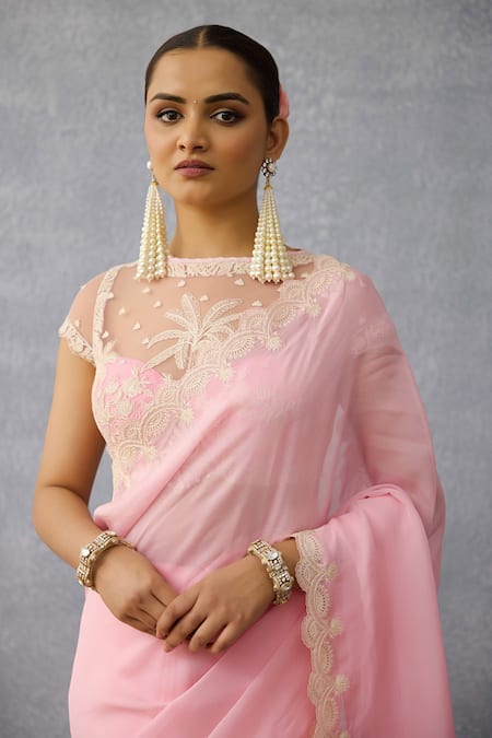 Buy_Torani_Pink Georgette Embroidery Gulaban Ila Saree _Online_at_Aza_Fashions