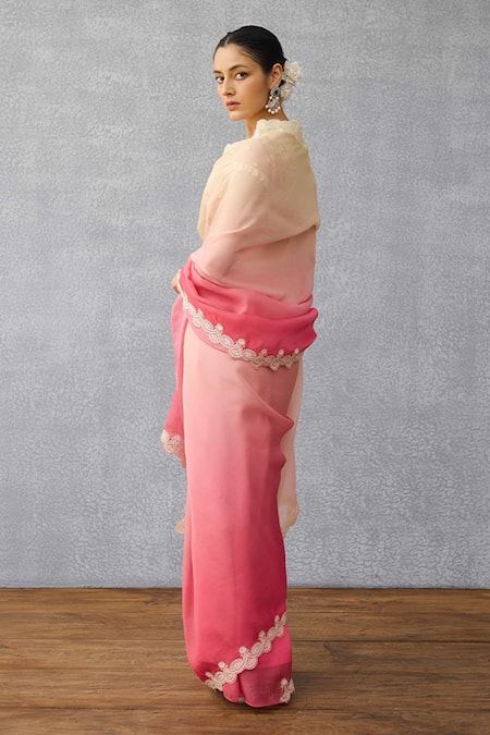 Shop_Torani_Pink Organza Embroidery Gulfiza Ila Saree _at_Aza_Fashions