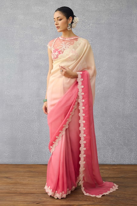 Buy_Torani_Pink Organza Embroidery Gulfiza Ila Saree _Online_at_Aza_Fashions