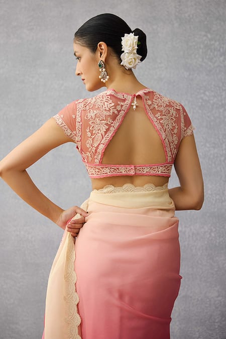 Shop Torani Pink Net Embroidery Round Neck Gul-sahar Damini Designer Blouse at Aza Fashions Shop_Torani_Pink Net Embroidery Round Neck Gul-sahar Damini Designer Blouse _at_Aza_Fashions