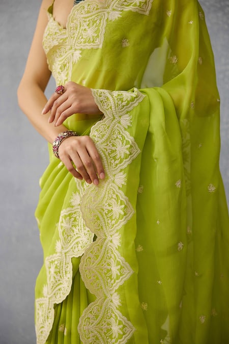 Torani Green Organza Embroidery Angoori Nitya Designer Saree Online at Aza Fashions Torani_Green Organza Embroidery Angoori Nitya Designer Saree _Online_at_Aza_Fashions