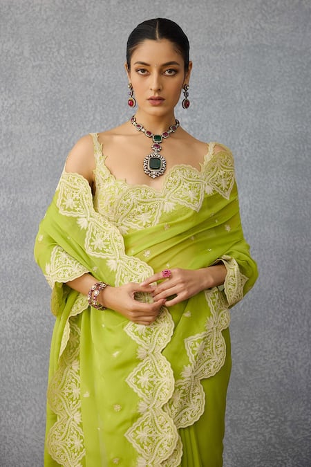 Torani Green Organza Embroidery Angoori Nitya Designer Saree at Aza Fashions Torani_Green Organza Embroidery Angoori Nitya Designer Saree _at_Aza_Fashions