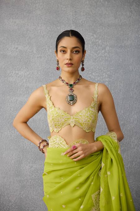 Buy Torani Green Organza Embroidery Angoori Nitya Designer Saree Buy_Torani_Green Organza Embroidery Angoori Nitya Designer Saree