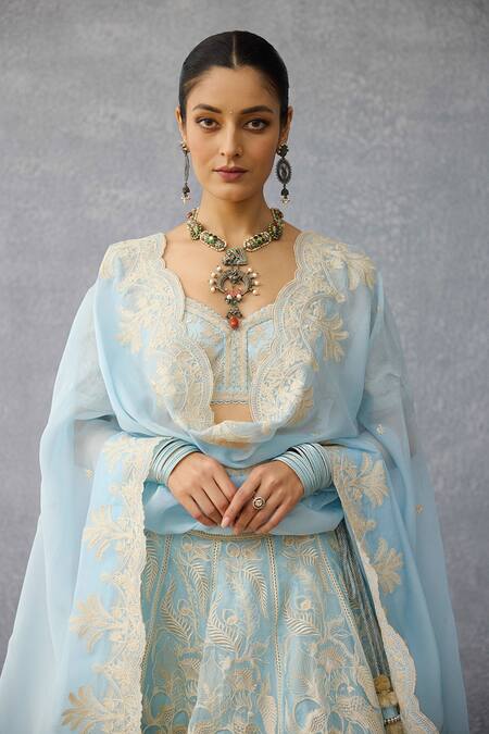 Shop Torani Blue Organza, Net Embroidery Pushkar Advika Lehenga Set Online at Aza Fashions Shop_Torani_Blue Organza, Net Embroidery Pushkar Advika Lehenga Set _Online_at_Aza_Fashions