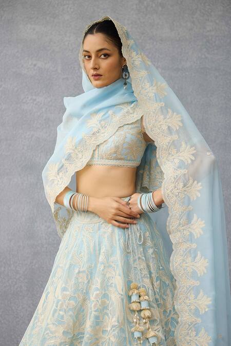 Torani Blue Organza, Net Embroidery Pushkar Advika Lehenga Set at Aza Fashions Torani_Blue Organza, Net Embroidery Pushkar Advika Lehenga Set _at_Aza_Fashions