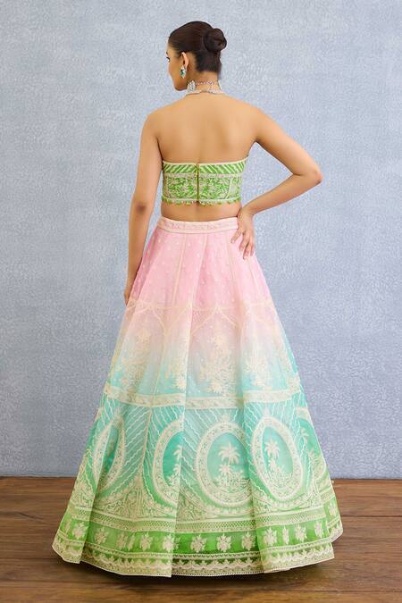 Shop Torani Multi Color Tassels, Sequins Sweetheart Neck Prakriti Ayra Lehenga Set at Aza Fashions Shop_Torani_Multi Color Tassels, Sequins Sweetheart Neck Prakriti Ayra Lehenga Set _at_Aza_Fashions