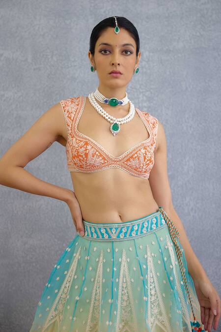 Torani Multi Color Tassels, Embroidery Sweetheart Neck Godhuli Meera Lehenga Set Online at Aza Fashions Torani_Multi Color Tassels, Embroidery Sweetheart Neck Godhuli Meera Lehenga Set _Online_at_Aza_Fashions