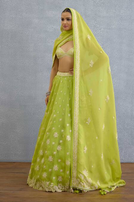 Shop Torani Green Pom-poms, Embroidery, Tassels Sweetheart Neck Angoori Avani Lehenga Set Online at Aza Fashions Shop_Torani_Green Pom-poms, Embroidery, Tassels Sweetheart Neck Angoori Avani Lehenga Set _Online_at_Aza_Fashions