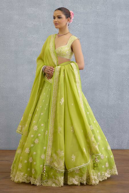 Buy Torani Green Pom-poms, Embroidery, Tassels Sweetheart Neck Angoori Avani Lehenga Set Buy_Torani_Green Pom-poms, Embroidery, Tassels Sweetheart Neck Angoori Avani Lehenga Set